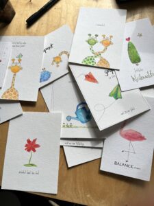 Postkarten Aquarell-Technik. DIY